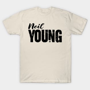 neil young - Black text T-Shirt